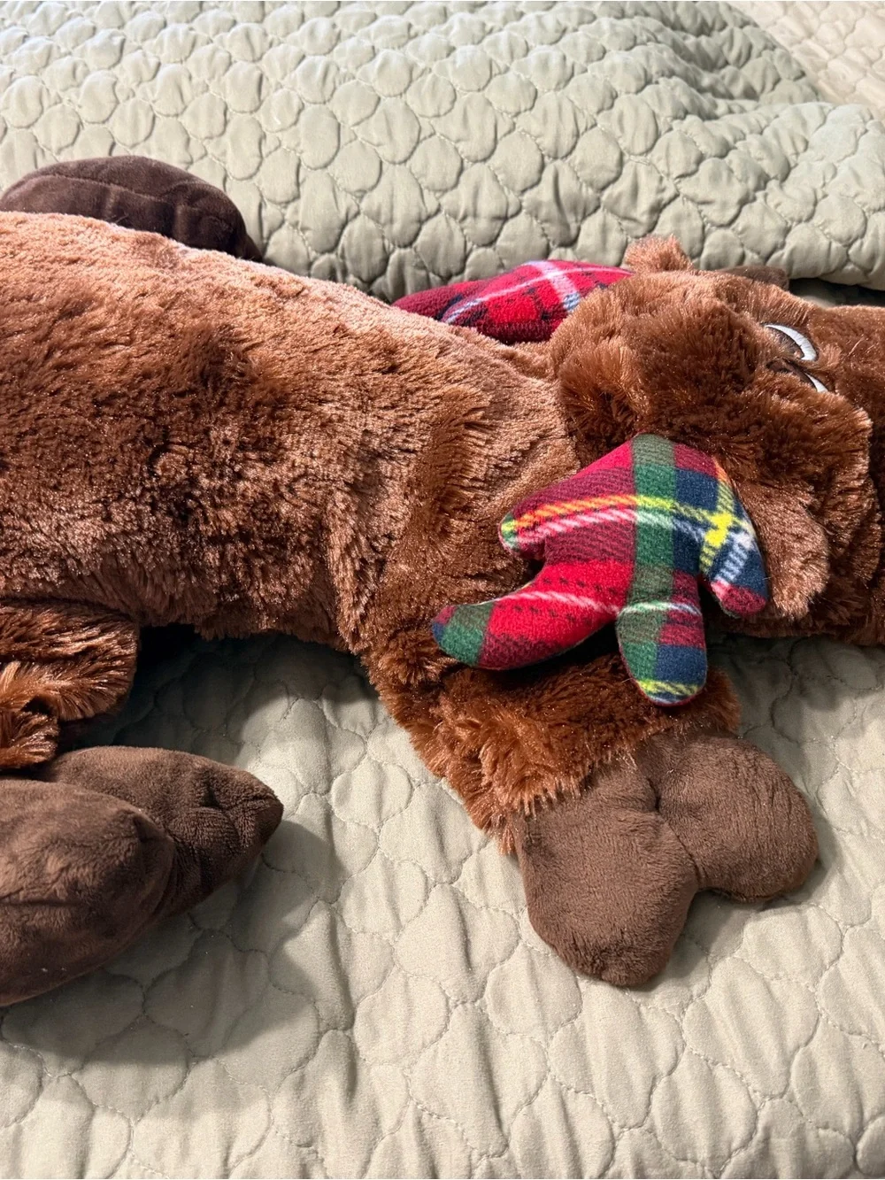 Dan Dee Collector’s Choice Brown Plush Moose Stuffed Animal with Plaid Antlers